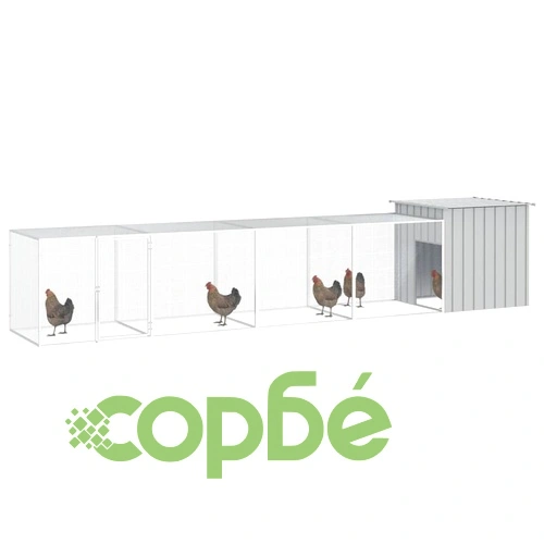 Клетка за пилета сива 500x91x100 см поцинкована стомана ➤ топ цена ➤ sorbe.bg