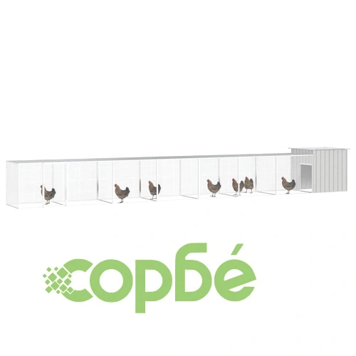 Клетка за пилета сива 800x91x100 см поцинкована стомана ➤ топ цена ➤ sorbe.bg