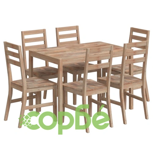Трапезен комплект, 7 части, акациево дърво масив ➤ топ цена ➤ sorbe.bg
