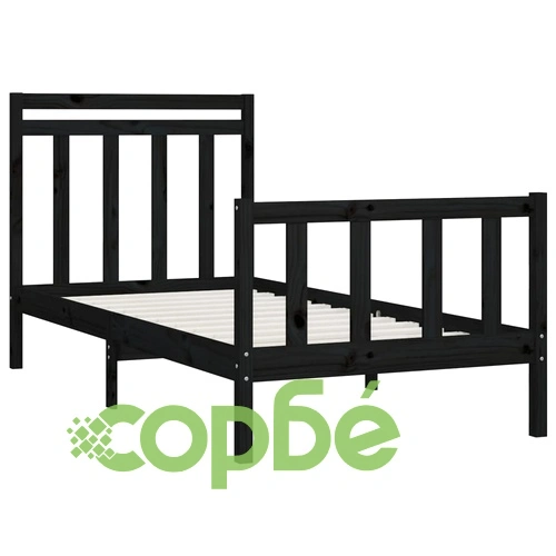 Рамка за легло, черна, бор масив, 90х200 см ➤ топ цена ➤ sorbe.bg