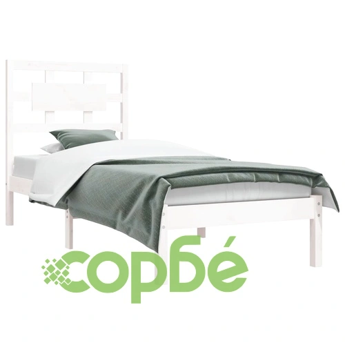Рамка за легло без матрак, бял, 100x200 см, бор масив ➤ топ цена ➤ sorbe.bg