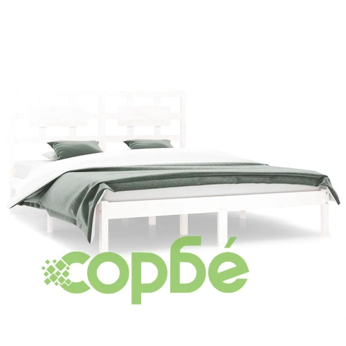 Рамка за легло без матрак, бял, 140x200 см, бор масив ➤ топ цена ➤ sorbe.bg