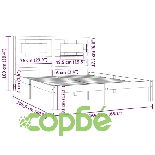 Рамка за легло, сива, бор масив, 160х200 см ➤ топ цена ➤ sorbe.bg
