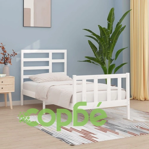 Рамка за легло без матрак, бял, 90x200 см, бор масив ➤ топ цена ➤ sorbe.bg