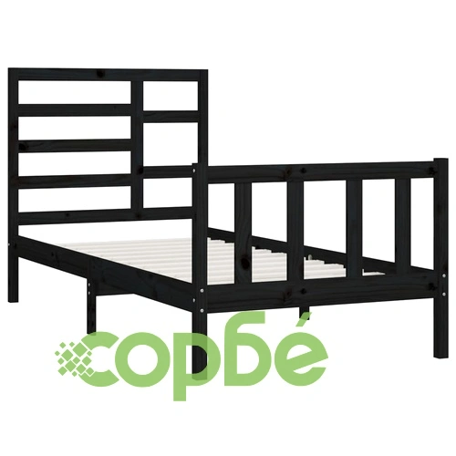 Рамка за легло, черна, бор масив, 90х200 см ➤ топ цена ➤ sorbe.bg
