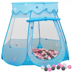 Детска палатка за игра с 250 топки, синя, 102x102x82 см