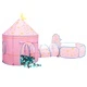 Детска палатка за игра с 250 топки розова 301x120x128 см