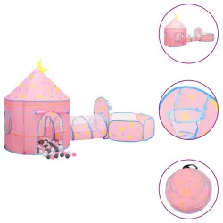 Детска палатка за игра с 250 топки розова 301x120x128 см
