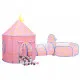 Детска палатка за игра с 250 топки розова 301x120x128 см