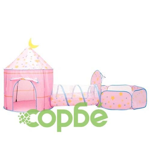 Детска палатка за игра с 250 топки розова 301x120x128 см ➤ топ цена ➤ sorbe.bg