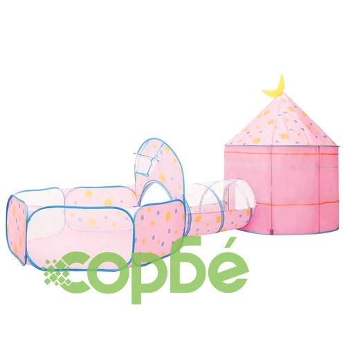 Детска палатка за игра с 250 топки розова 301x120x128 см ➤ топ цена ➤ sorbe.bg