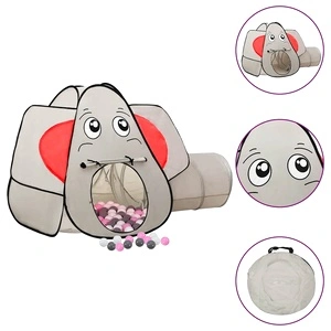 Детска палатка за игра слонче, с 250 топки, сива, 174x86x101 см