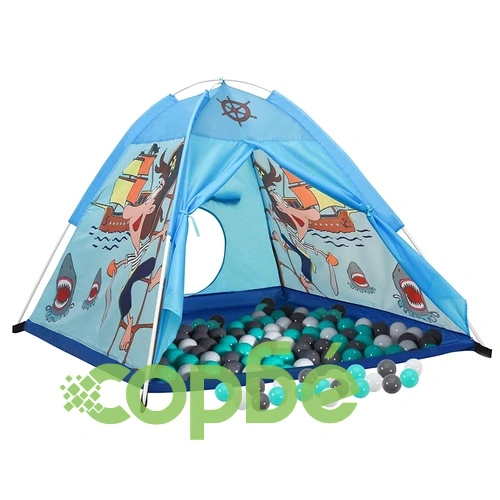 Детска палатка за игра с 250 топки, синя, 120x120x90 см ➤ топ цена ➤ sorbe.bg
