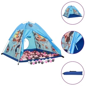 Детска палатка за игра с 250 топки, синя, 120x120x90 см