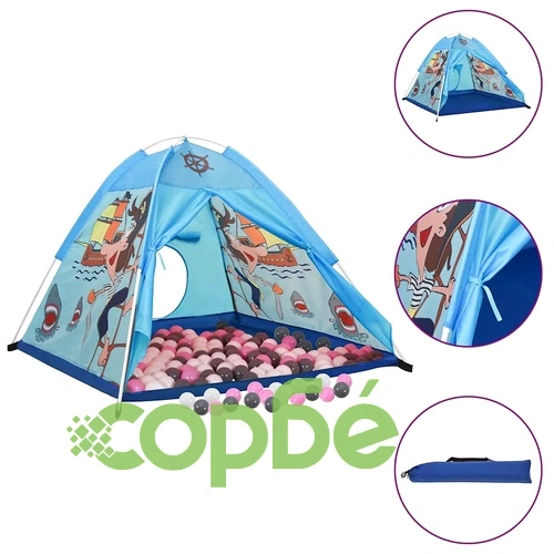 Детска палатка за игра с 250 топки, синя, 120x120x90 см ➤ топ цена ➤ sorbe.bg