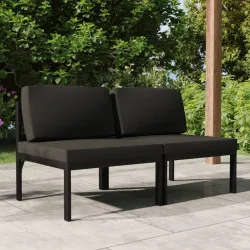 2-местен градински диван с възглавници алуминиев антрацит