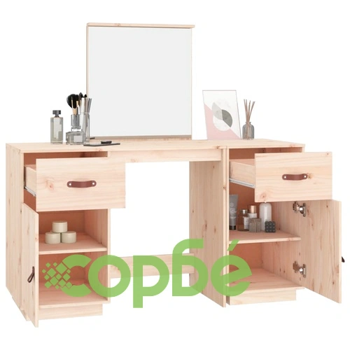Комплект тоалетка с огледало, борово дърво масив ➤ топ цена ➤ sorbe.bg