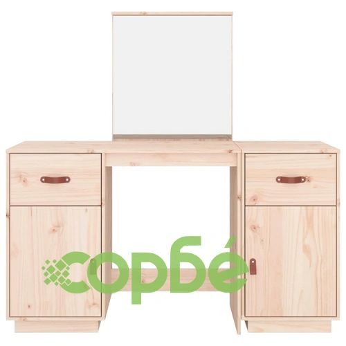 Комплект тоалетка с огледало, борово дърво масив ➤ топ цена ➤ sorbe.bg