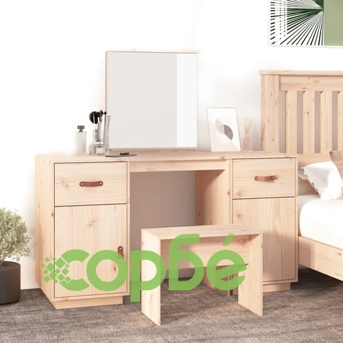 Комплект тоалетка с огледало, борово дърво масив ➤ топ цена ➤ sorbe.bg