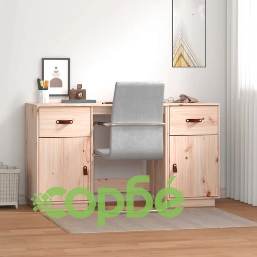 Бюро с шкафове, 135x50x75 см, борово дърво масив ➤ топ цена ➤ sorbe.bg