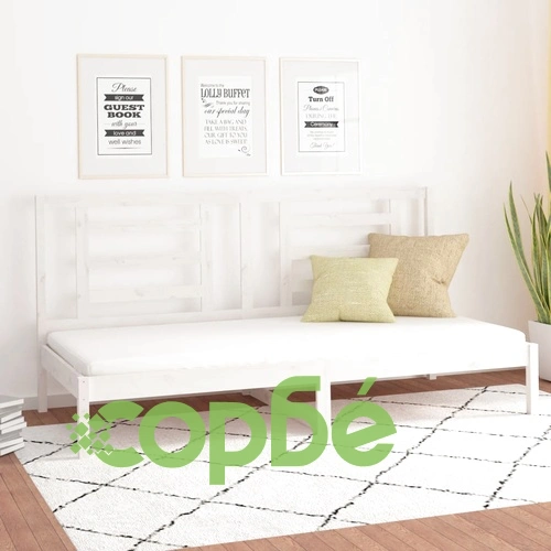 Дневно легло без матрак, бял, 90x200 см, борово дърво масив ➤ топ цена ➤ sorbe.bg