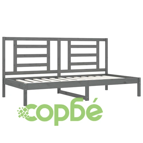 Дневно легло, сиво, 80x200 см, борово дърво масив ➤ топ цена ➤ sorbe.bg