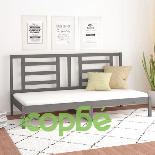Дневно легло, сиво, 80x200 см, борово дърво масив ➤ топ цена ➤ sorbe.bg
