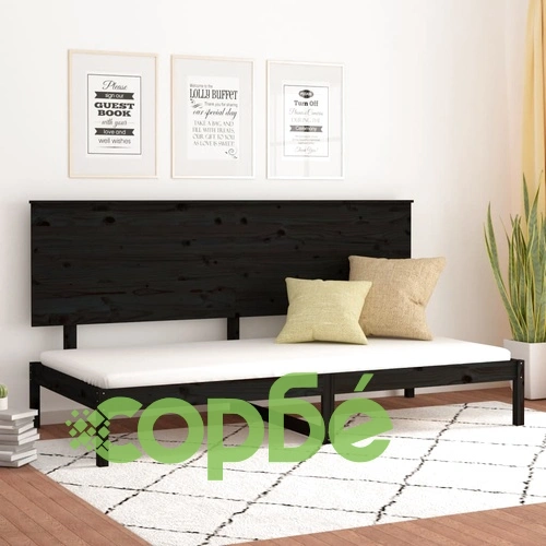 Дневно легло, черно, 90x200 см, борово дърво масив ➤ топ цена ➤ sorbe.bg