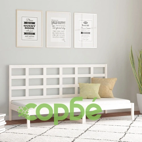 Дневно легло без матрак, бял, 80x200 см, борово дърво масив ➤ топ цена ➤ sorbe.bg