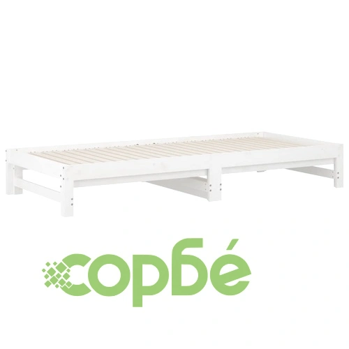 Разтегателно дневно легло, без матрак, бяло, 2x(90x200) см ➤ топ цена ➤ sorbe.bg