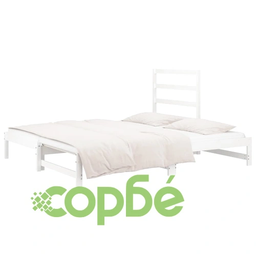Разтегателно дневно легло, без матрак, бяло, 2x(90x200) см ➤ топ цена ➤ sorbe.bg