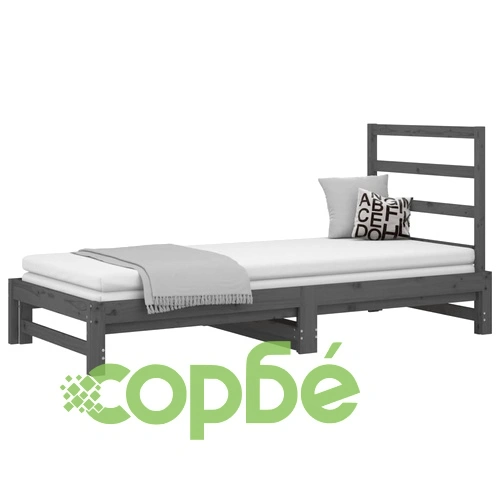 Разтегателно дневно легло, без матрак, сиво, 2x(90x200) см ➤ топ цена ➤ sorbe.bg