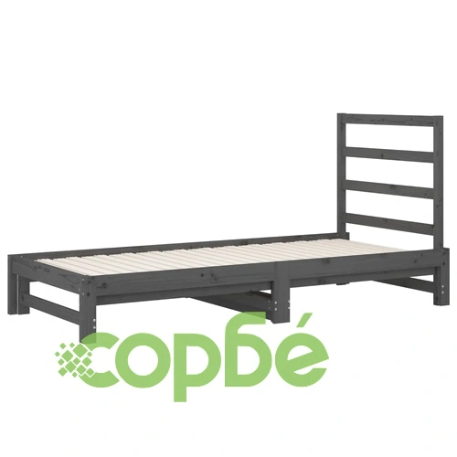 Разтегателно дневно легло, без матрак, сиво, 2x(90x200) см ➤ топ цена ➤ sorbe.bg
