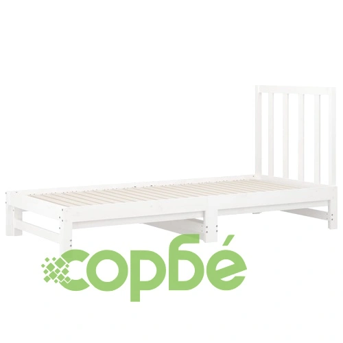 Разтегателно дневно легло, без матрак, бяло, 2x(90x200) см ➤ топ цена ➤ sorbe.bg
