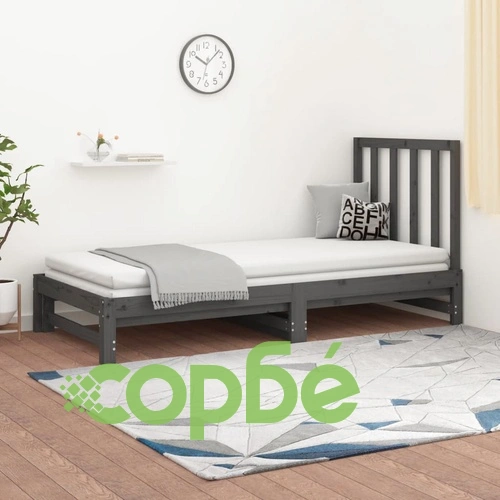 Разтегателно дневно легло, без матрак, сиво, 2x(90x200) см ➤ топ цена ➤ sorbe.bg