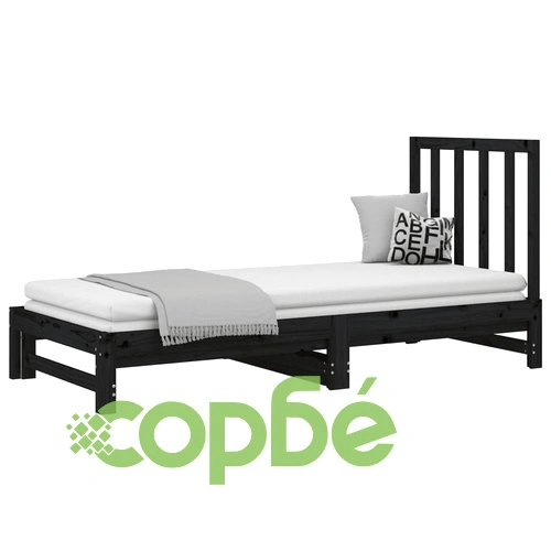 Разтегателно дневно легло, без матрак, черно, 2x(90x200) см ➤ топ цена ➤ sorbe.bg
