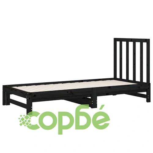Разтегателно дневно легло, без матрак, черно, 2x(90x200) см ➤ топ цена ➤ sorbe.bg