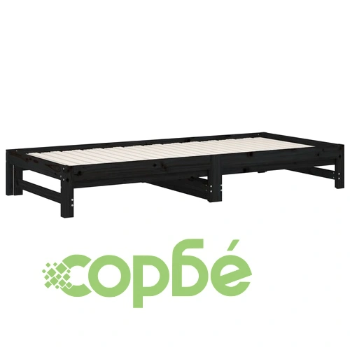 Разтегателно дневно легло, без матрак, черно, 2x(90x200) см ➤ топ цена ➤ sorbe.bg