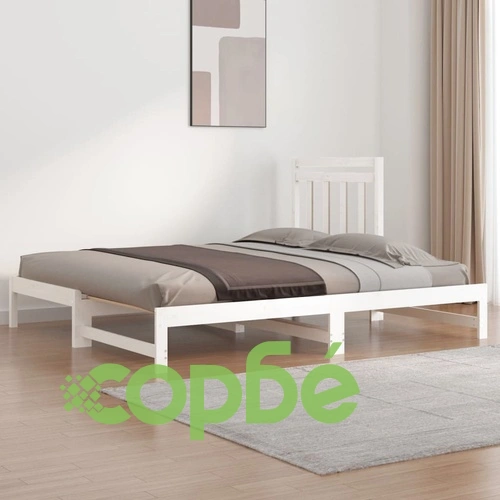 Разтегателно дневно легло, без матрак, бяло, 2x(90x200) см ➤ топ цена ➤ sorbe.bg