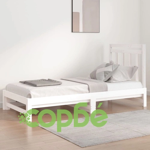 Разтегателно дневно легло, без матрак, бяло, 2x(90x200) см ➤ топ цена ➤ sorbe.bg