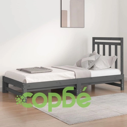 Разтегателно дневно легло, без матрак, сиво, 2x(90x200) см ➤ топ цена ➤ sorbe.bg