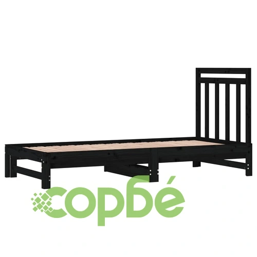 Разтегателно дневно легло, без матрак, черно, 2x(90x200) см ➤ топ цена ➤ sorbe.bg