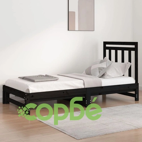 Разтегателно дневно легло, без матрак, черно, 2x(90x200) см ➤ топ цена ➤ sorbe.bg