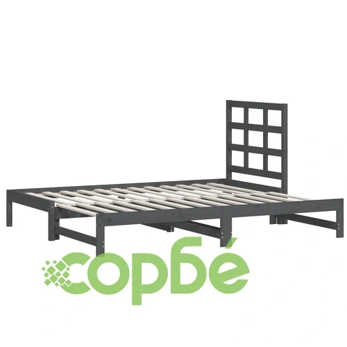 Разтегателно дневно легло сиво 2x(90x200) см борово дърво масив ➤ топ цена ➤ sorbe.bg