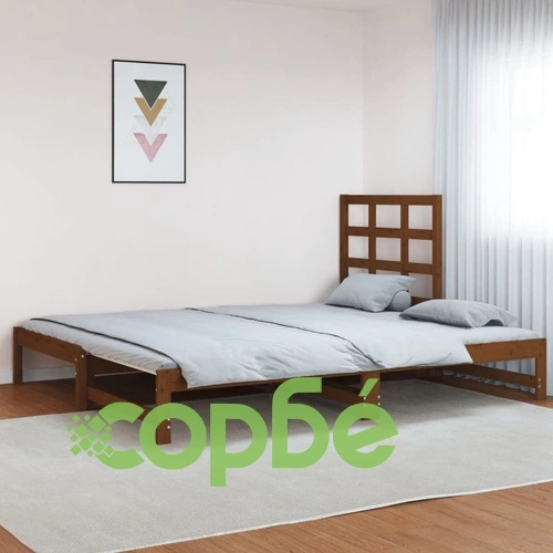 Разтегателно дневно легло меденокафяво 2x(90x190) см бор масив ➤ топ цена ➤ sorbe.bg