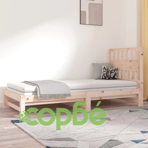Разтегателно дневно легло, 2x(90x200) см, борово дърво масив ➤ топ цена ➤ sorbe.bg