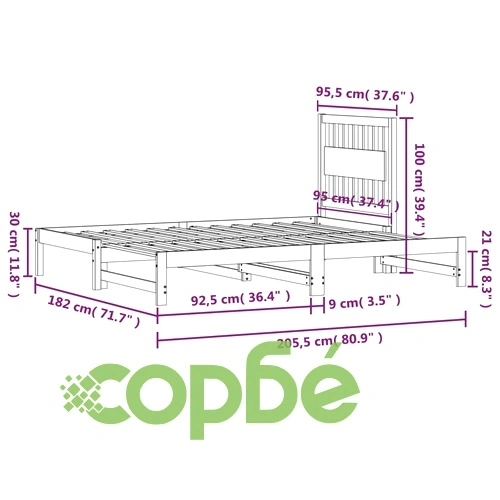 Разтегателно дневно легло сиво 2x(90x200) см борово дърво масив ➤ топ цена ➤ sorbe.bg