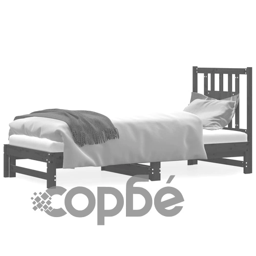 Разтегателно дневно легло сиво 2x(90x200) см борово дърво масив ➤ топ цена ➤ sorbe.bg
