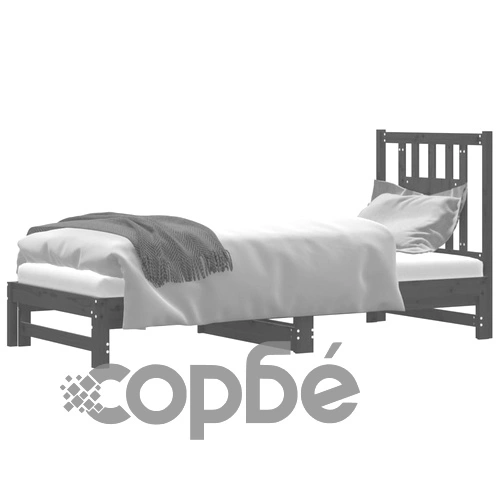 Разтегателно дневно легло сиво 2x(90x200) см борово дърво масив ➤ топ цена ➤ sorbe.bg