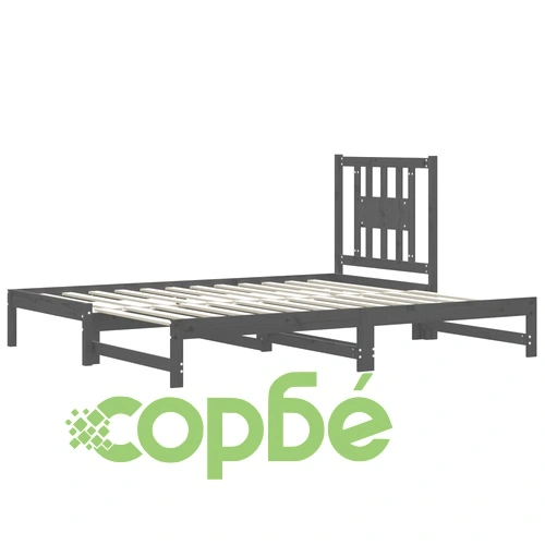 Разтегателно дневно легло сиво 2x(90x200) см борово дърво масив ➤ топ цена ➤ sorbe.bg